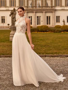 Alberto Palatchi - Vintage Brautkleid, Corsagentop, Schleppe, hochgeschlossen - Hänsel & Gretel