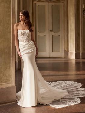 Alberto Palatchi - enges fitflair Brautkleid, Corsagentop, Schleppe - Hänsel & Gretel