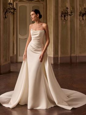 Alberto Palatchi - enges fitflair Brautkleid, Corsagentop, Überrock mit Schleppe - Hänsel & Gretel