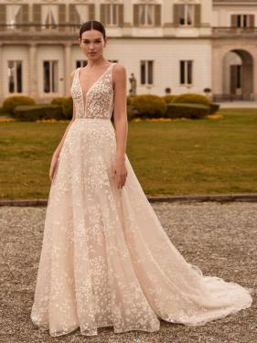 Alberto Palatchi - Spitze A-Linien Brautkleid, breite Träger, Schleppe - Hänsel & Gretel