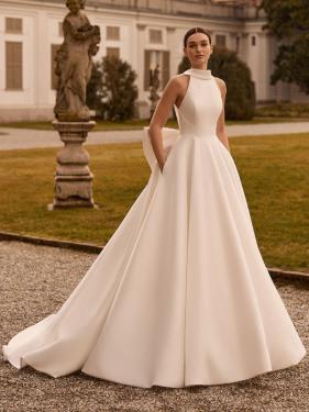 Alberto Palatchi - Princess Cleanchic Brautkleid, hochgeschlossen, Schleppe, Masche - Hänsel & Gretel