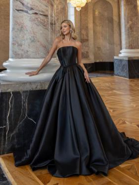 Diane Legrand - schwarzes Cleanchic Brautkleid, Corsagentop, weiter, glatter Rock - Hänsel & Gretel