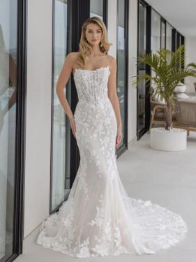 Diane Legrand - enges fitflair Brautkleid, Corsagentop, sexy , Schleppe  - Hänsel & Gretel