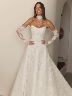 MWL - A-Linien Brautkleid, Corsage, Basque Waist, abnehmbare Ärmel, Spitze - Hänsel & Gretel