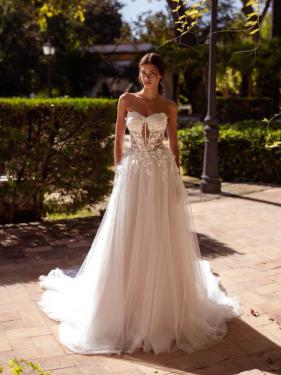 Milan Bridal - Princess Brautkleid, Blumenmuster, 3D Blüten, Corsage, Schleppe - Hänsel & Gretel
