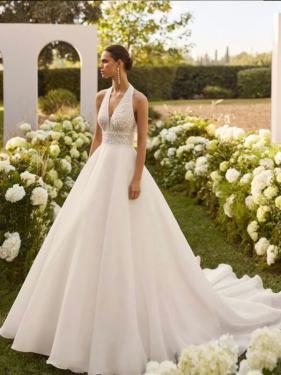 Rosa Clara - Cleanchic Brautkleid, A-Linie, Schleppe, Träger - Hänsel & Gretel