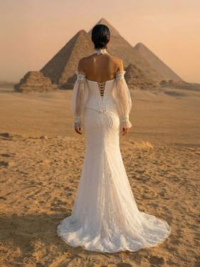 Sposabella, Vanilla Sposa - enges Brautkleid, Corsage, Schleppe, abnehmbare Ärmel - Hänsel & Gretel