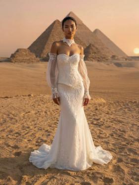 Sposabella, Vanilla Sposa - enges Brautkleid, Corsage, Schleppe, abnehmbare Ärmel - Hänsel & Gretel
